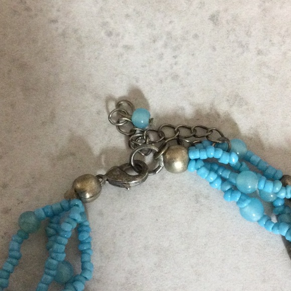 9.5” 4 strand turquoise shell bead with round turquoise drop - Picture 5 of 7